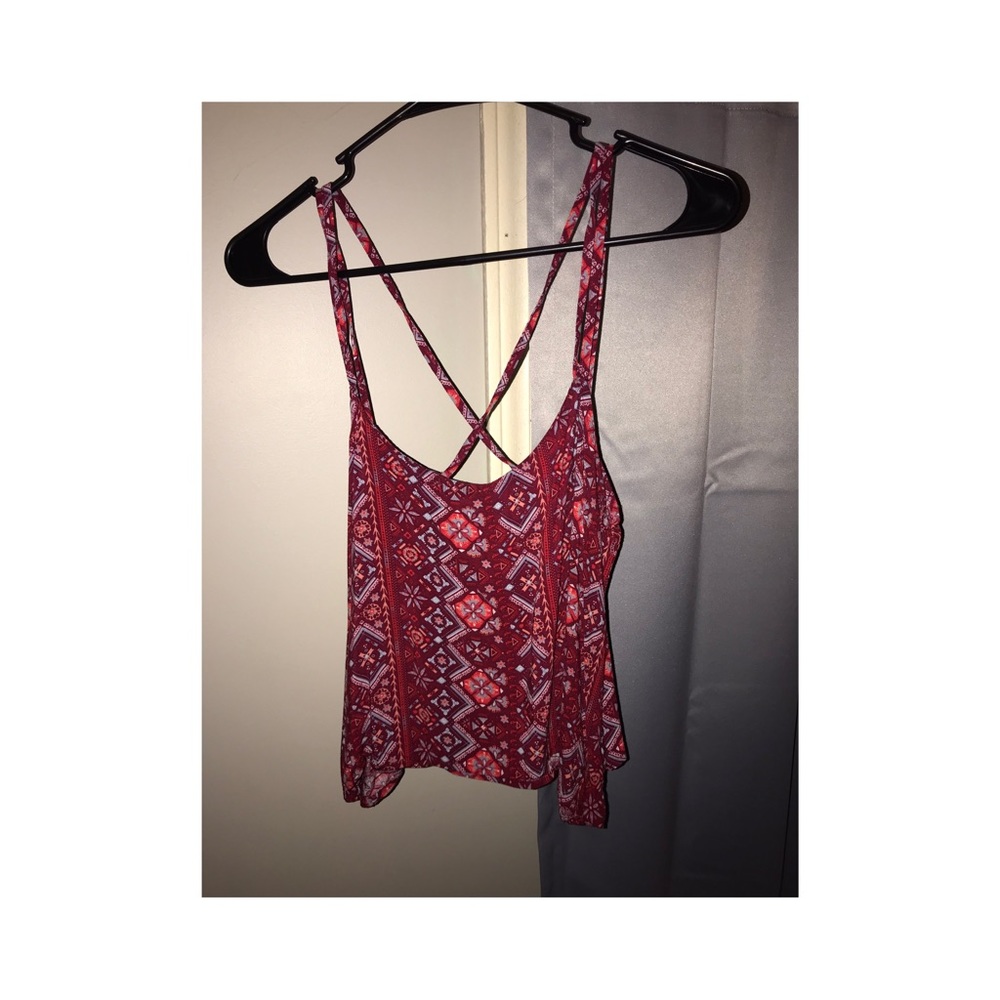 Red printed strap shirt